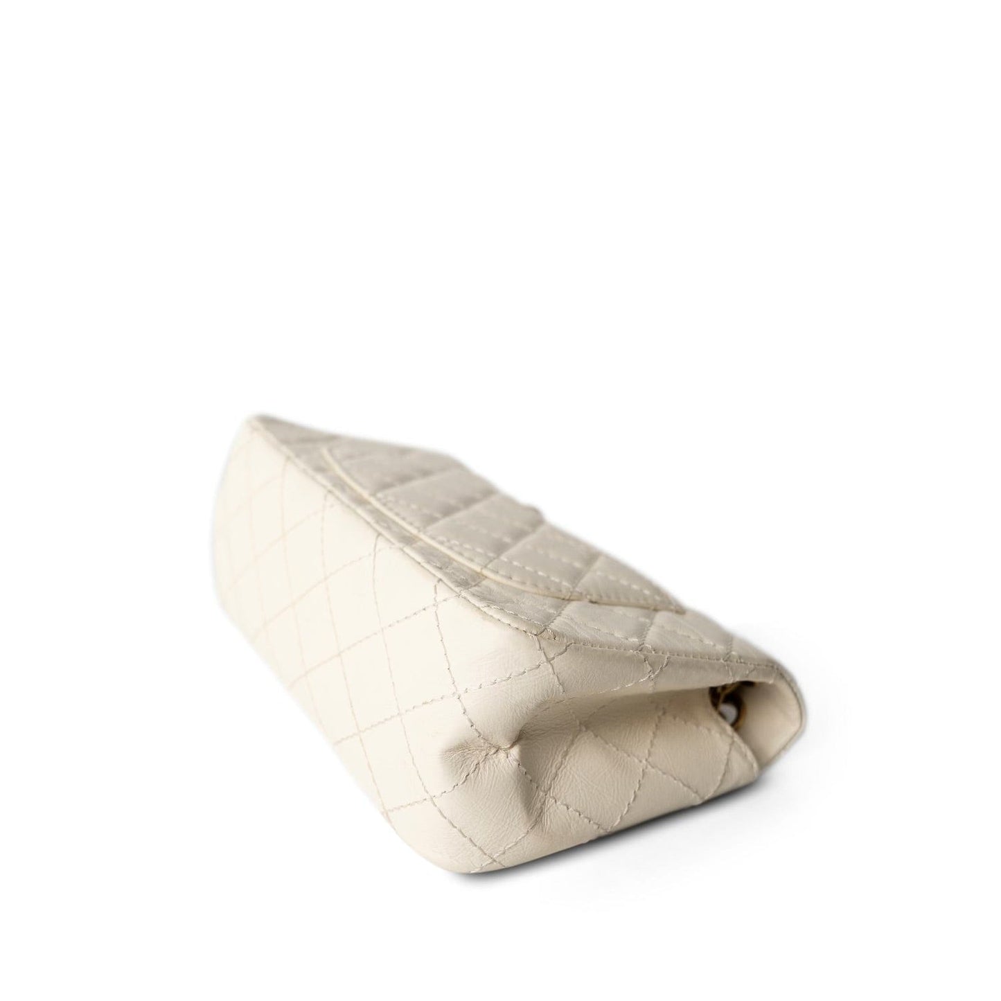 Ivory Aged Calfskin Quilted Mini Reissue Flap Aged Gold Hardware