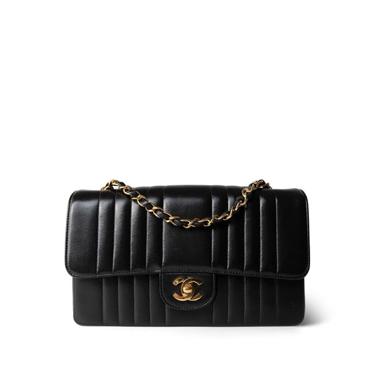 Black Vintage Lambskin Vertical Flap Bag GHW