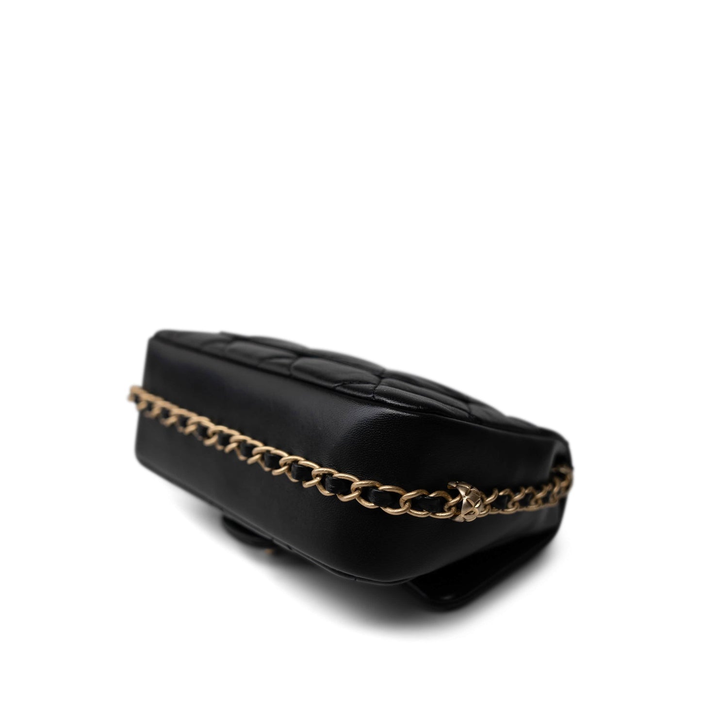 23B Black Lambskin Quilted Mini Square Chain Around Flap Aged Gold Hardware