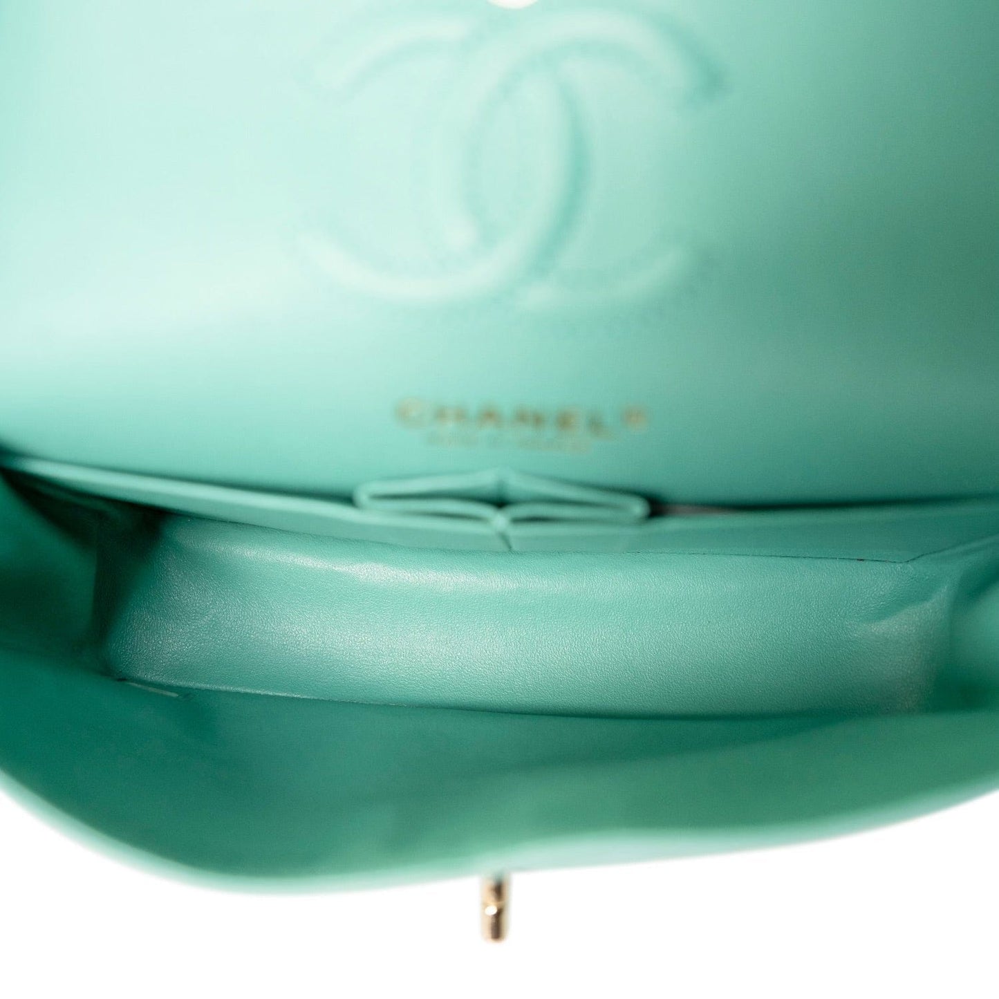 Tiffany Blue Caviar Chevron Quilted Classic Flap Small LGHW