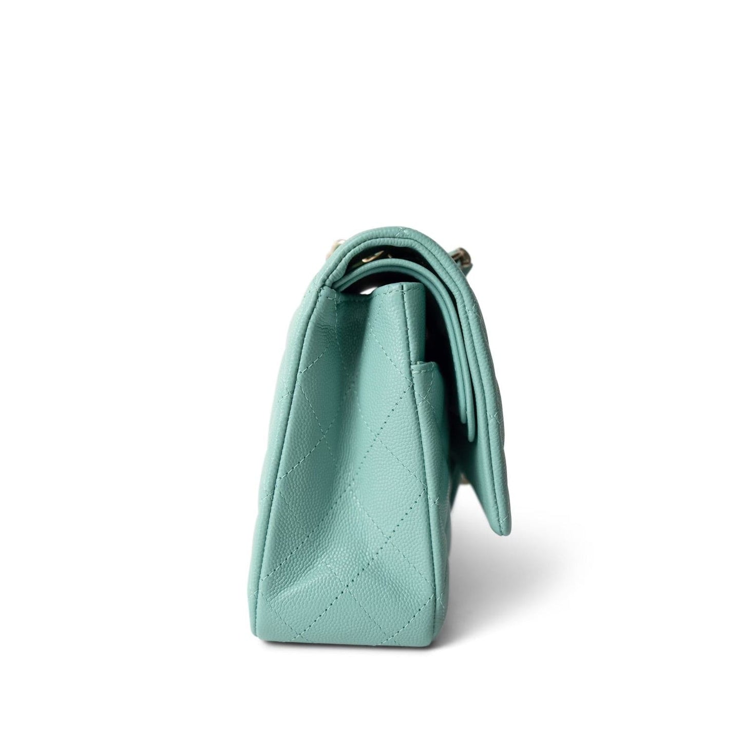 21S Tiffany Green Caviar Quilted Medium Classic Flap LGHW