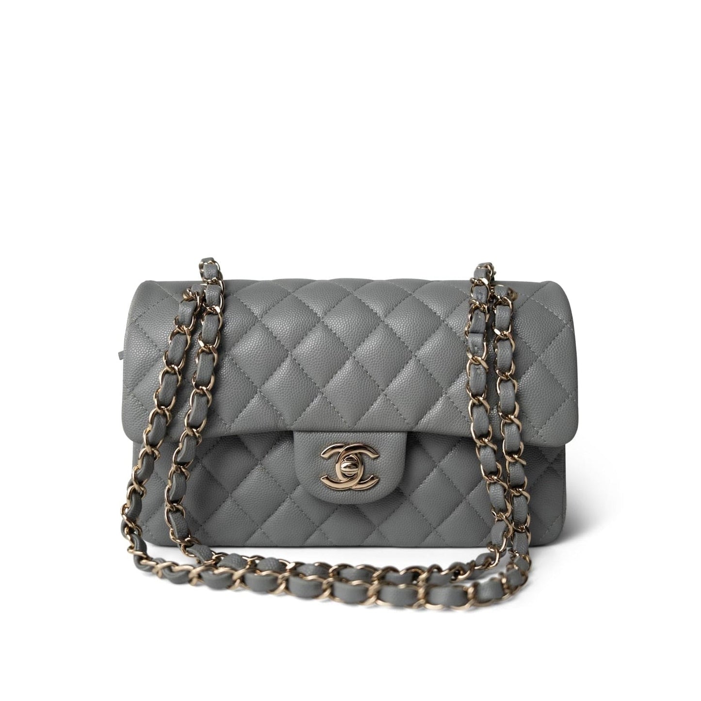 20C Grey Caviar Quilted Classic Flap Small LGHW