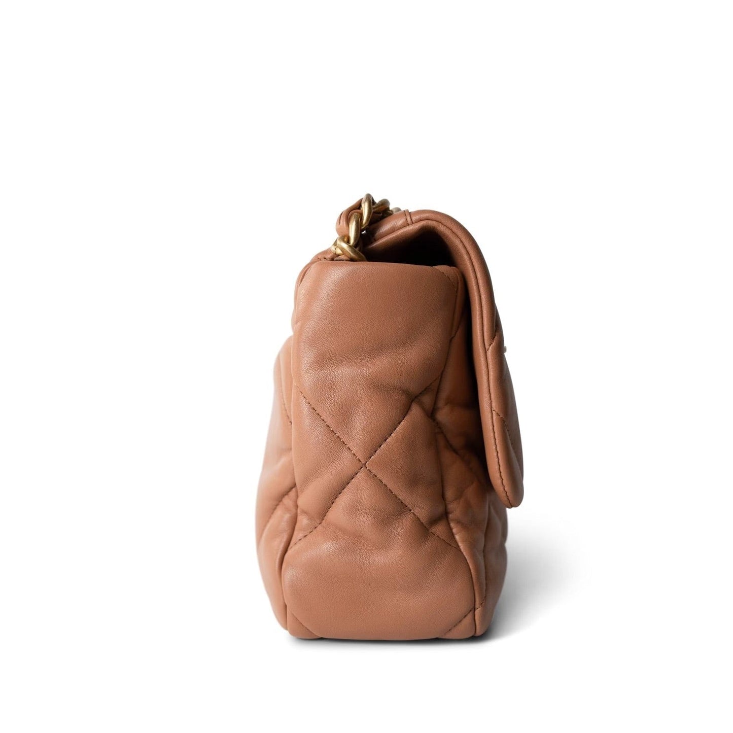 22S Caramel Quilted Large 19 Flap Mixed Hardware