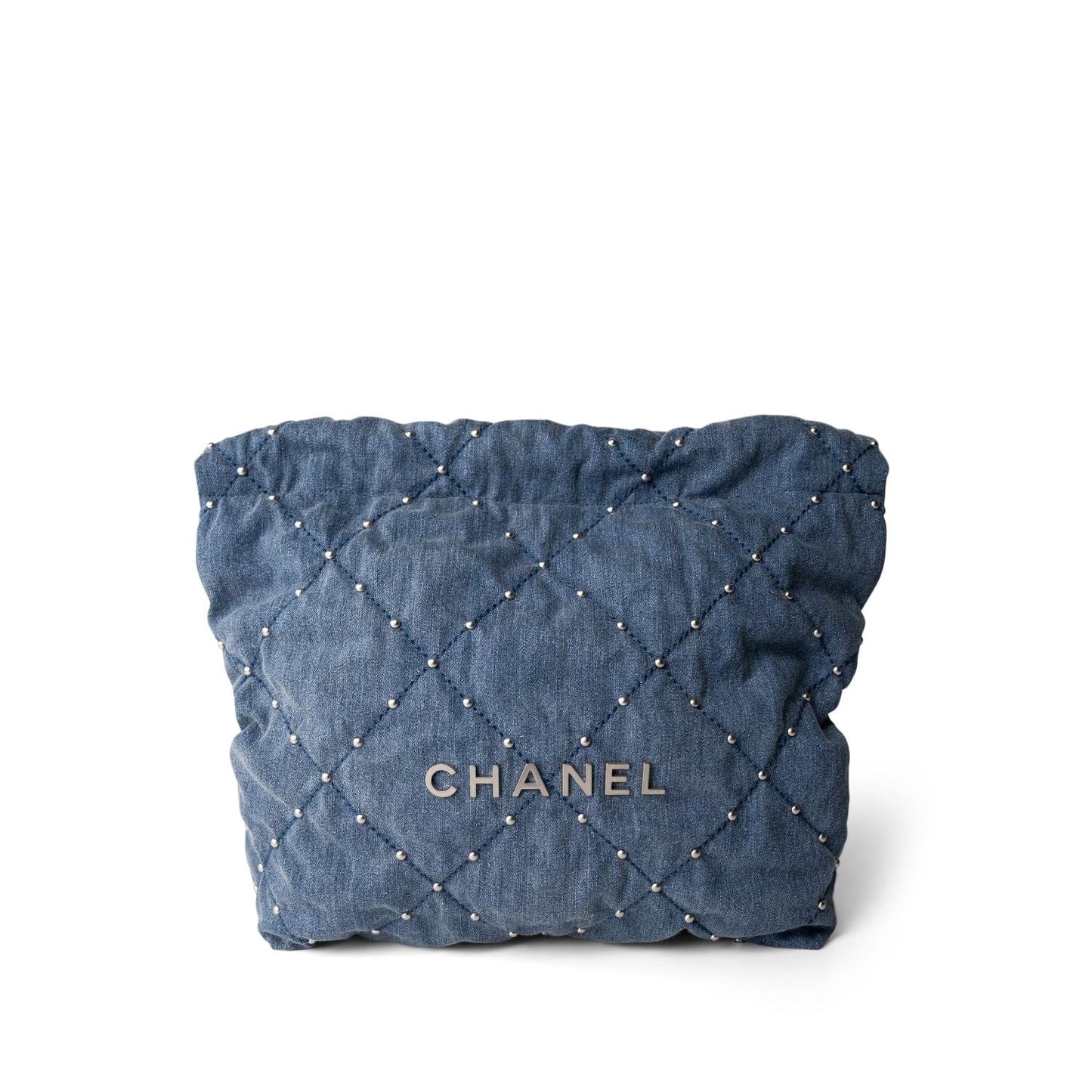 24S Washed Denim Quilted 22 Hobo Bag Small