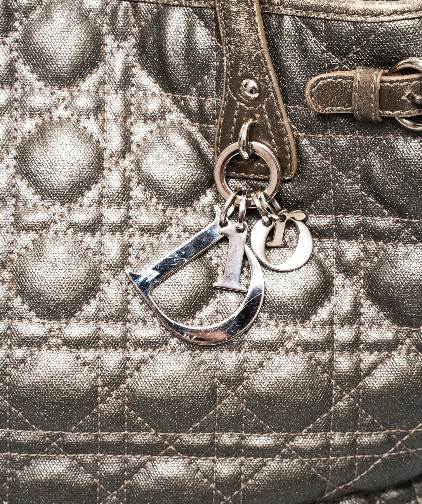 Christian Dior Cannage Grey Canvas Top handle Tote Bag PHW - AGL1349 - Cap N Wrap