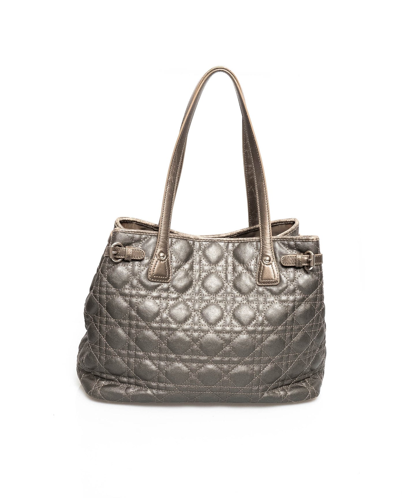 Christian Dior Cannage Grey Canvas Top handle Tote Bag PHW - AGL1349 - Cap N Wrap