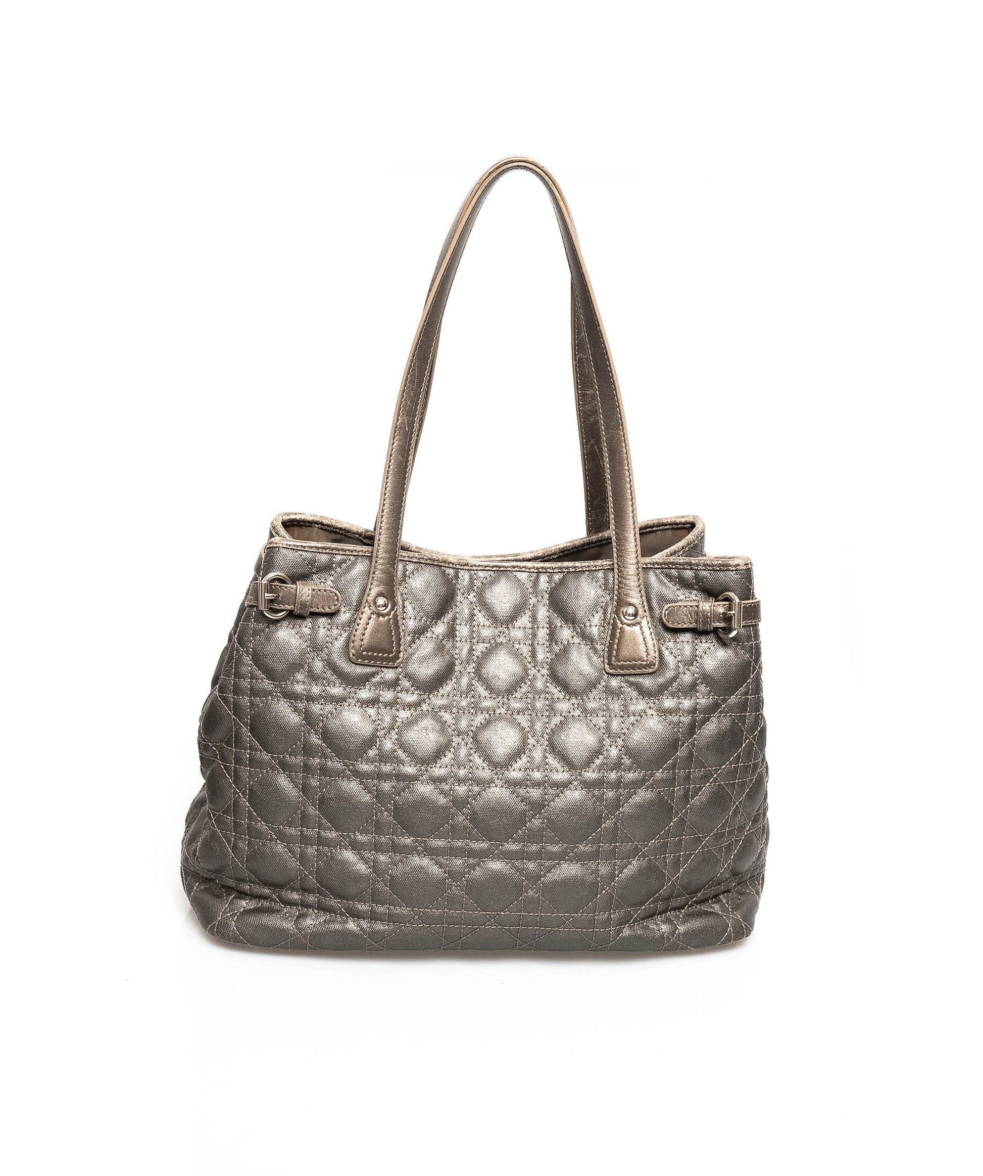 Christian Dior Cannage Grey Canvas Top handle Tote Bag PHW - AGL1349 - Cap N Wrap