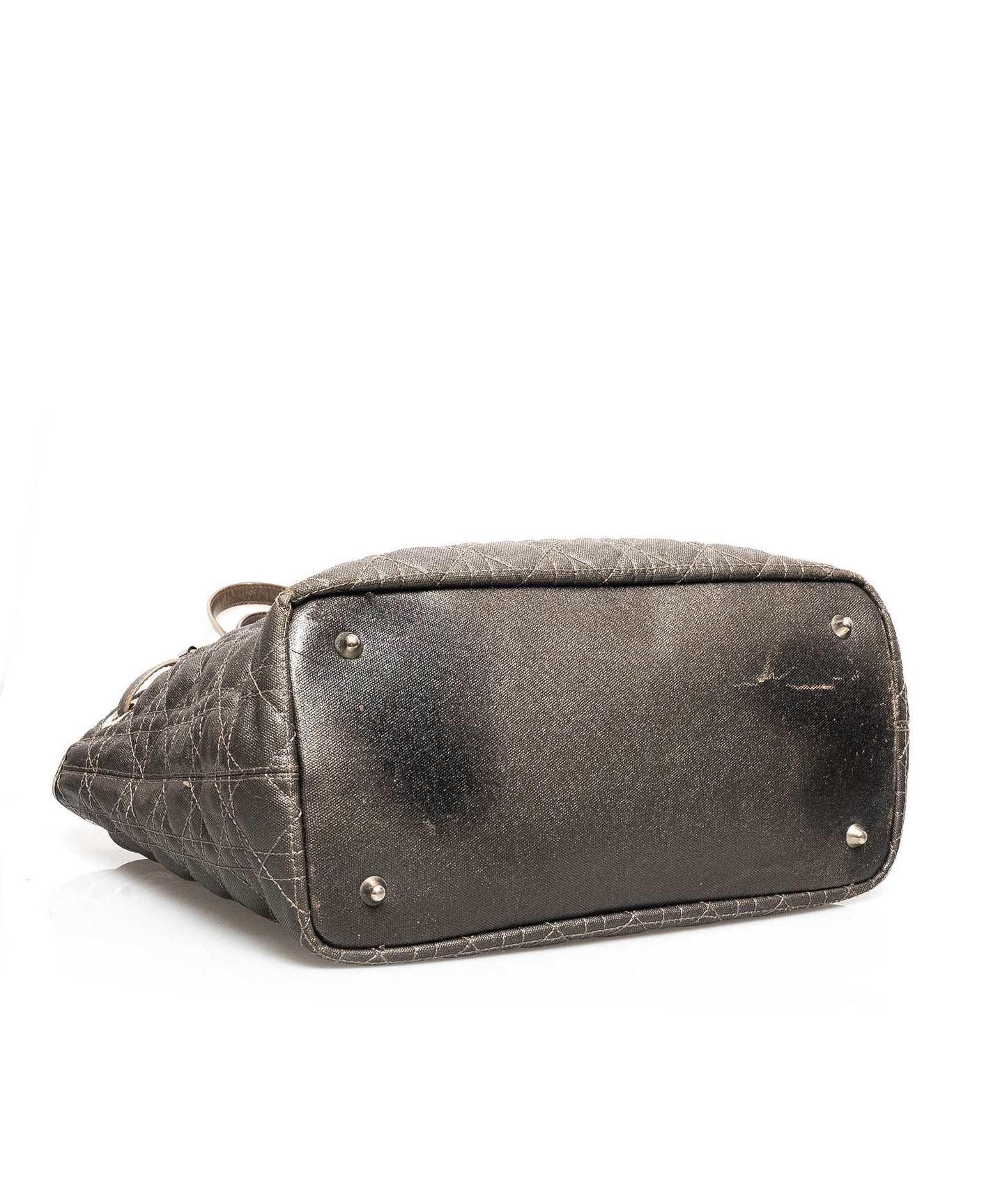 Christian Dior Cannage Grey Canvas Top handle Tote Bag PHW - AGL1349 - Cap N Wrap