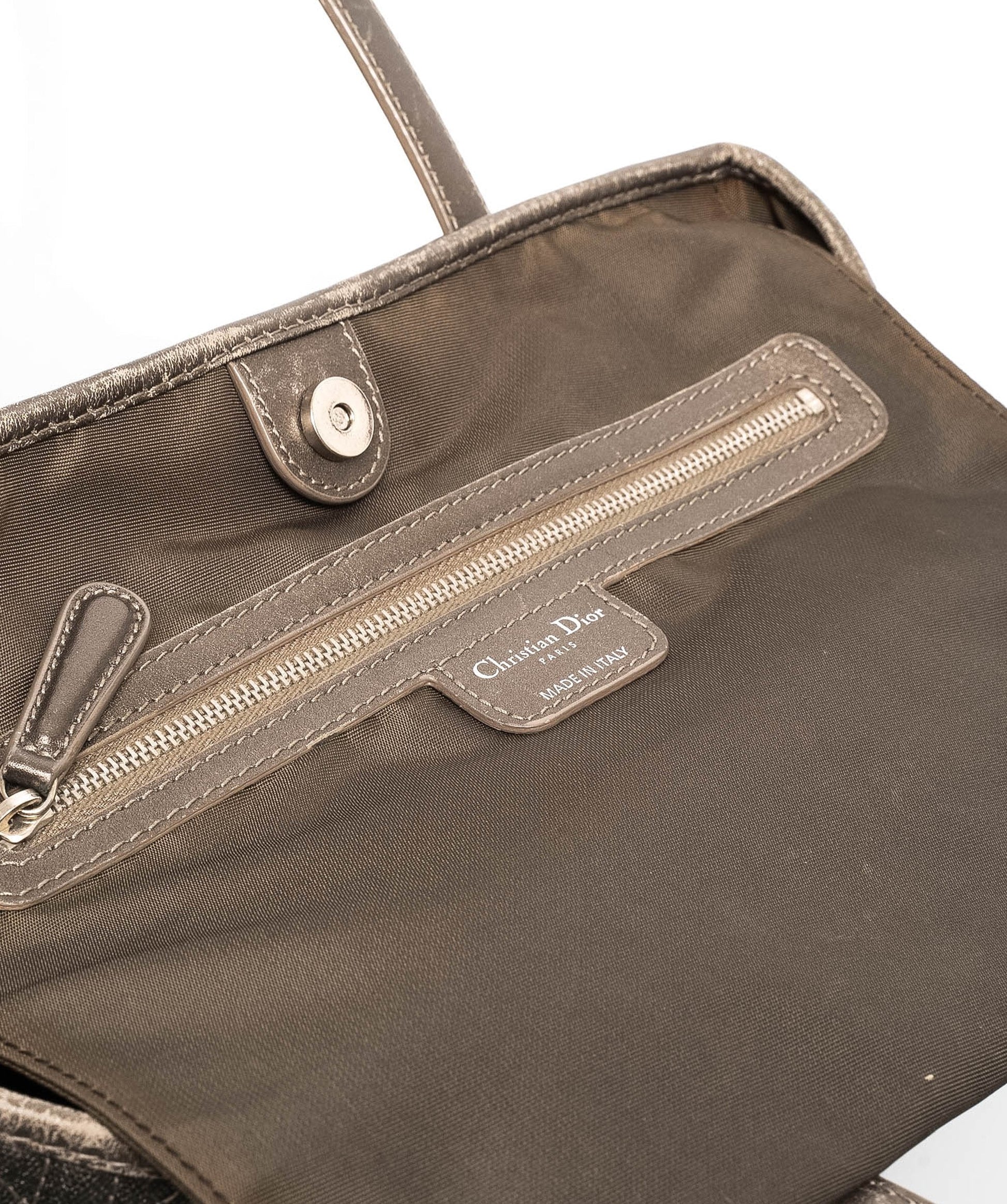 Christian Dior Cannage Grey Canvas Top handle Tote Bag PHW - AGL1349 - Cap N Wrap