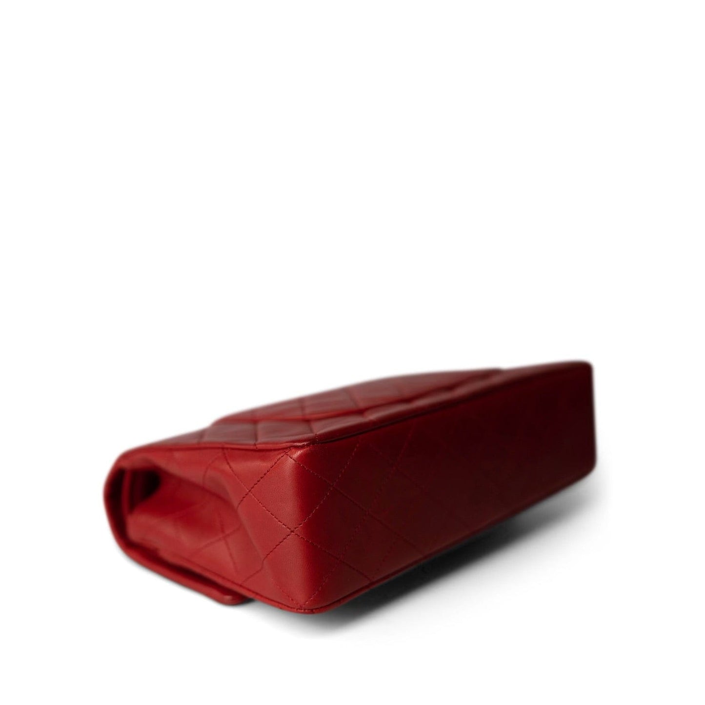 Vintage Red Lambskin Quilted Medium Classic Flap Gold Hardware