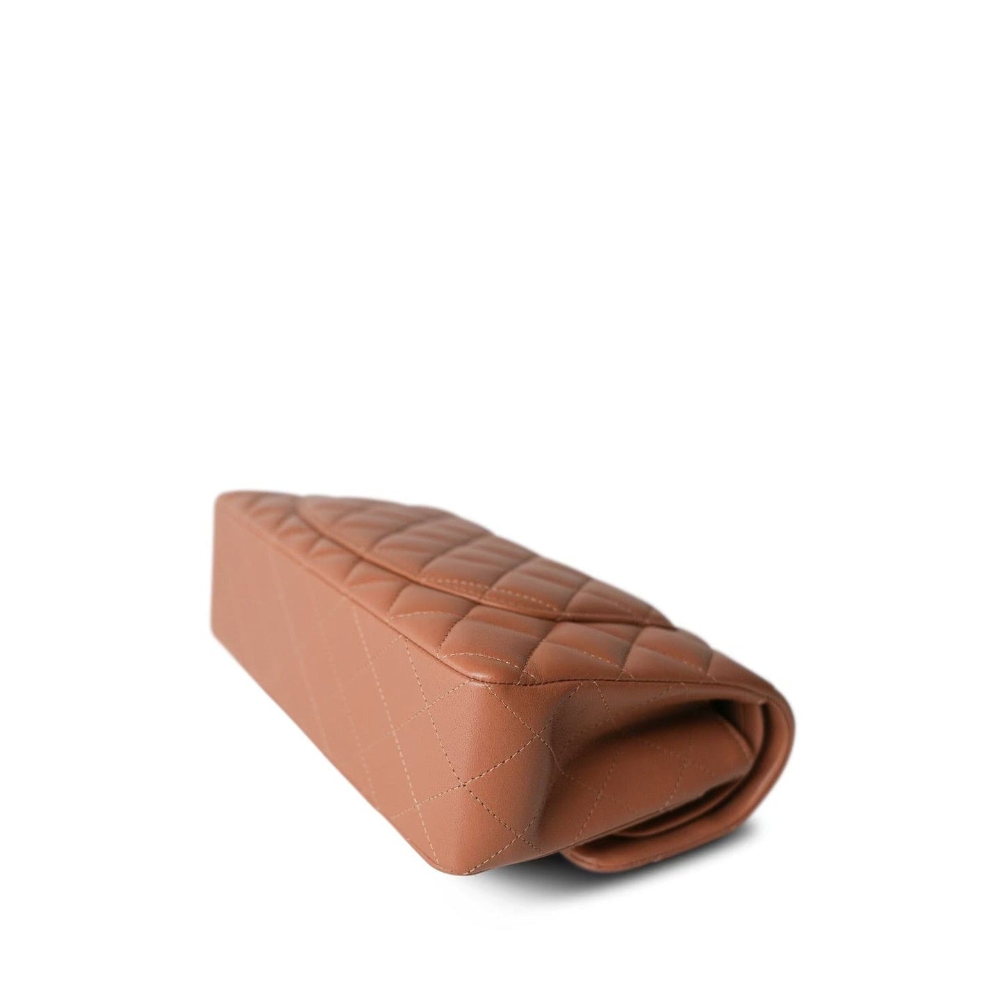 22S Caramel Lambskin Quilted Small Classic Flap Light Gold Hardware