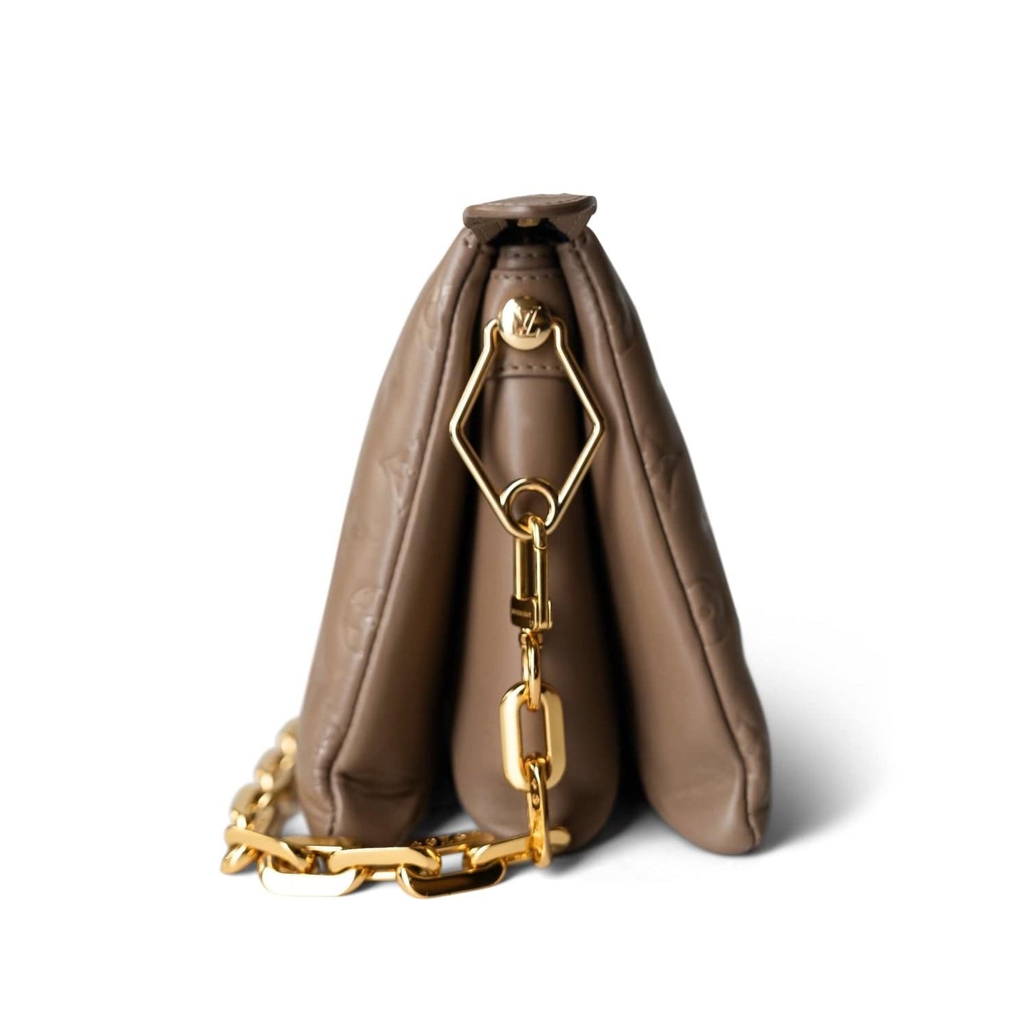 Louis Vuitton Lambskin Embossed Coussin PM Camel