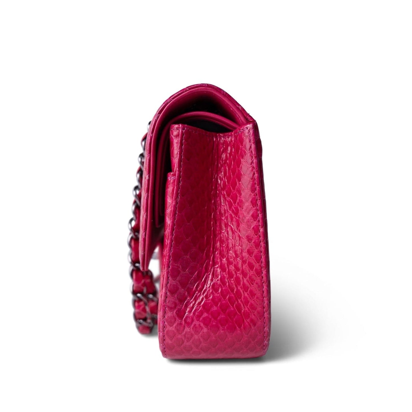 Dark Pink Python Medium Classic Double Flap