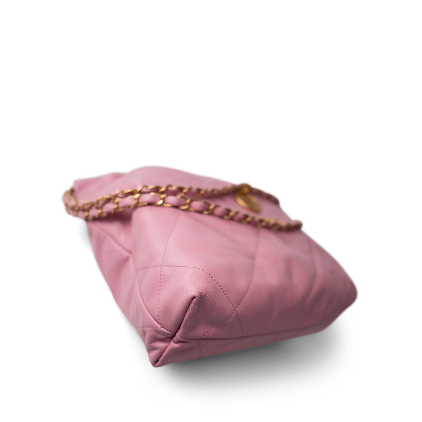 Light Pink Calfskin Quilted 22 Hobo Bag Small