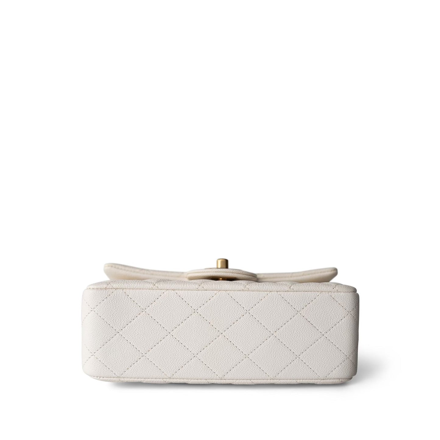 21S Ivory Caviar Quilted Mini Top Handle Antique Gold Hardware