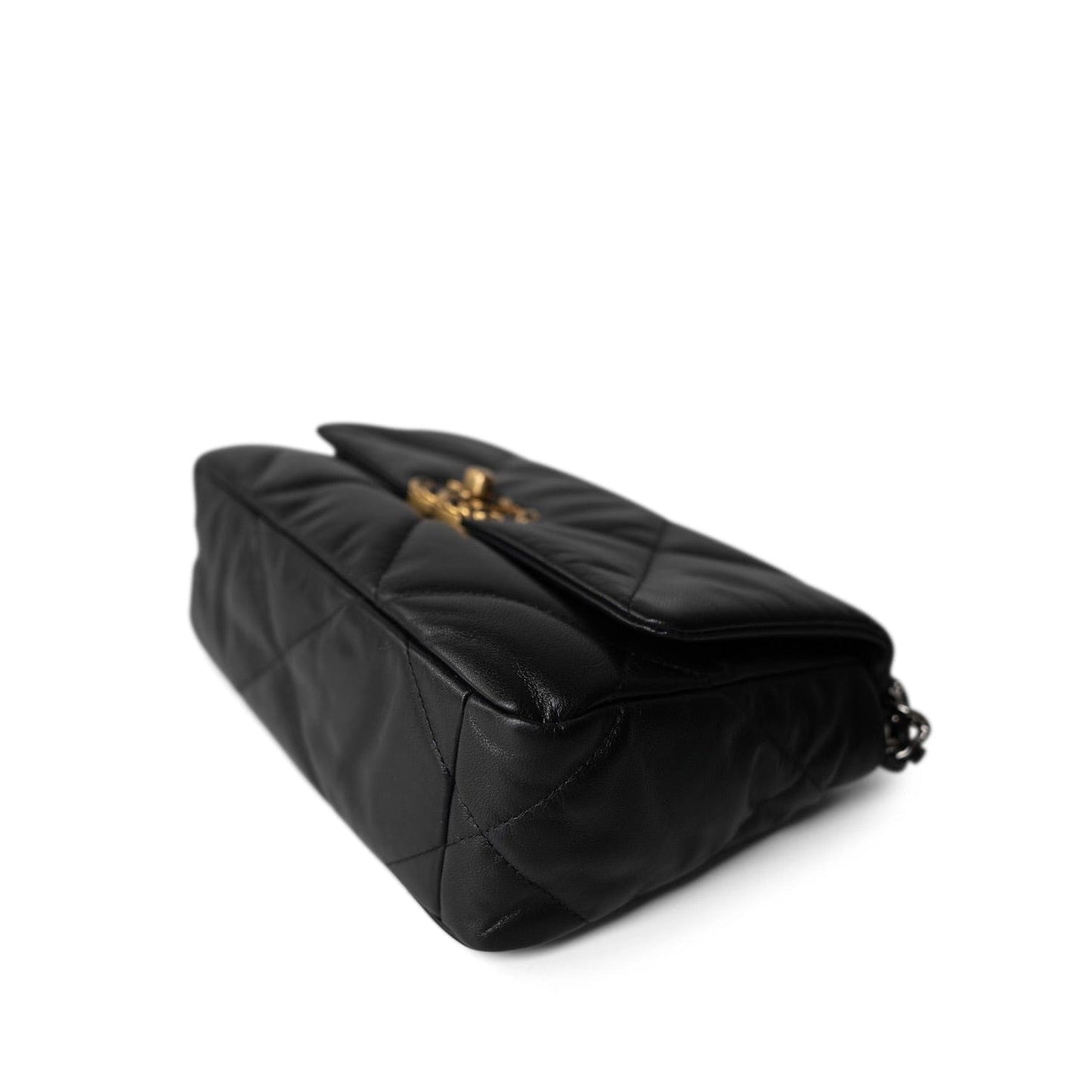 Black Goatskin Quilted 19 Flap Small MHW