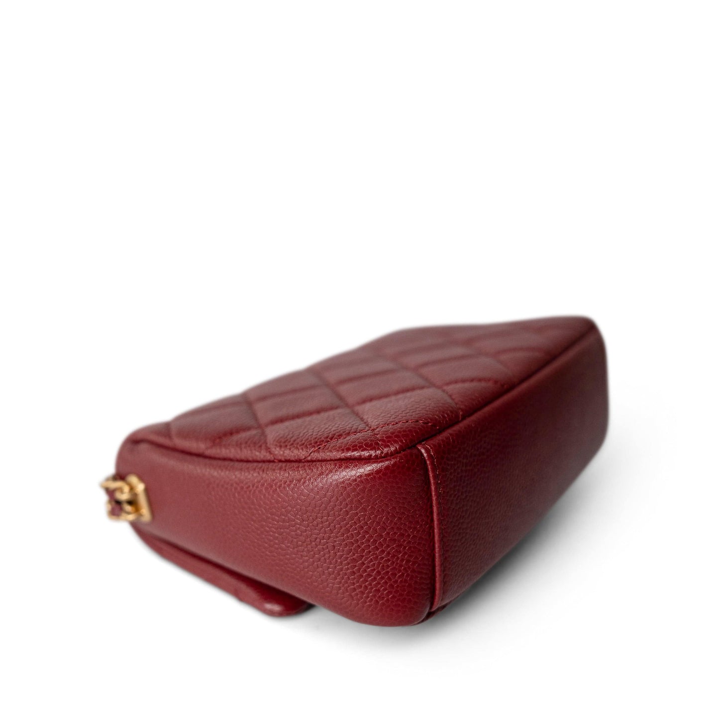 Burgundy Caviar Quilted Chain Medallion Flap Mini Antique Gold Hardware