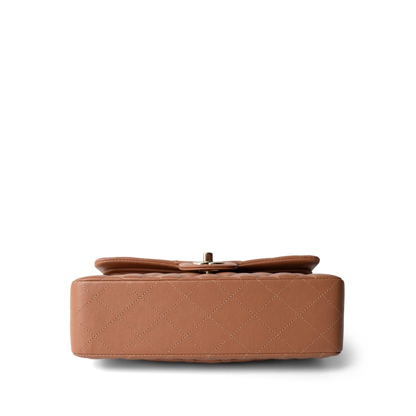22S Caramel Lambskin Quilted Classic Flap Small Light Gold Hardware