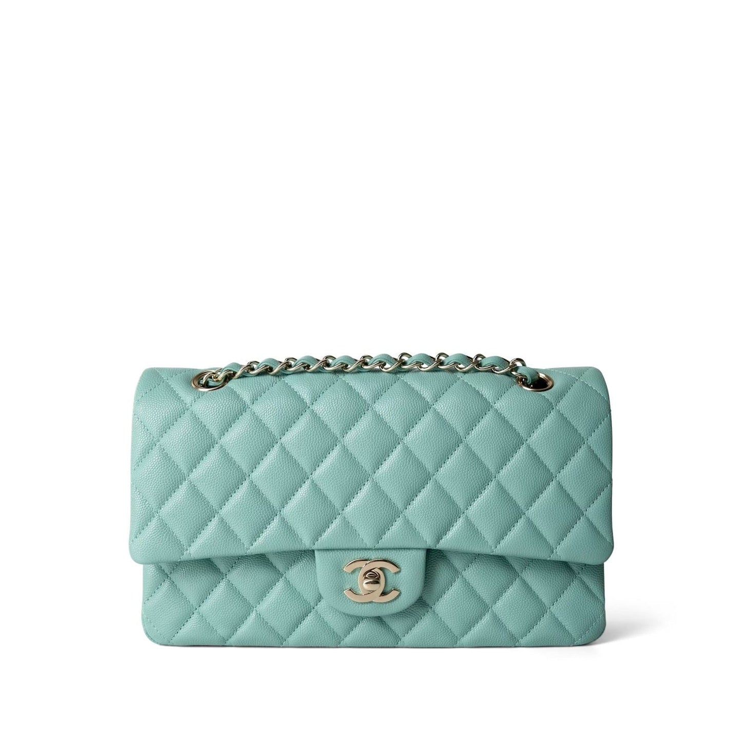 21S Tiffany Green Caviar Quilted Medium Classic Flap LGHW