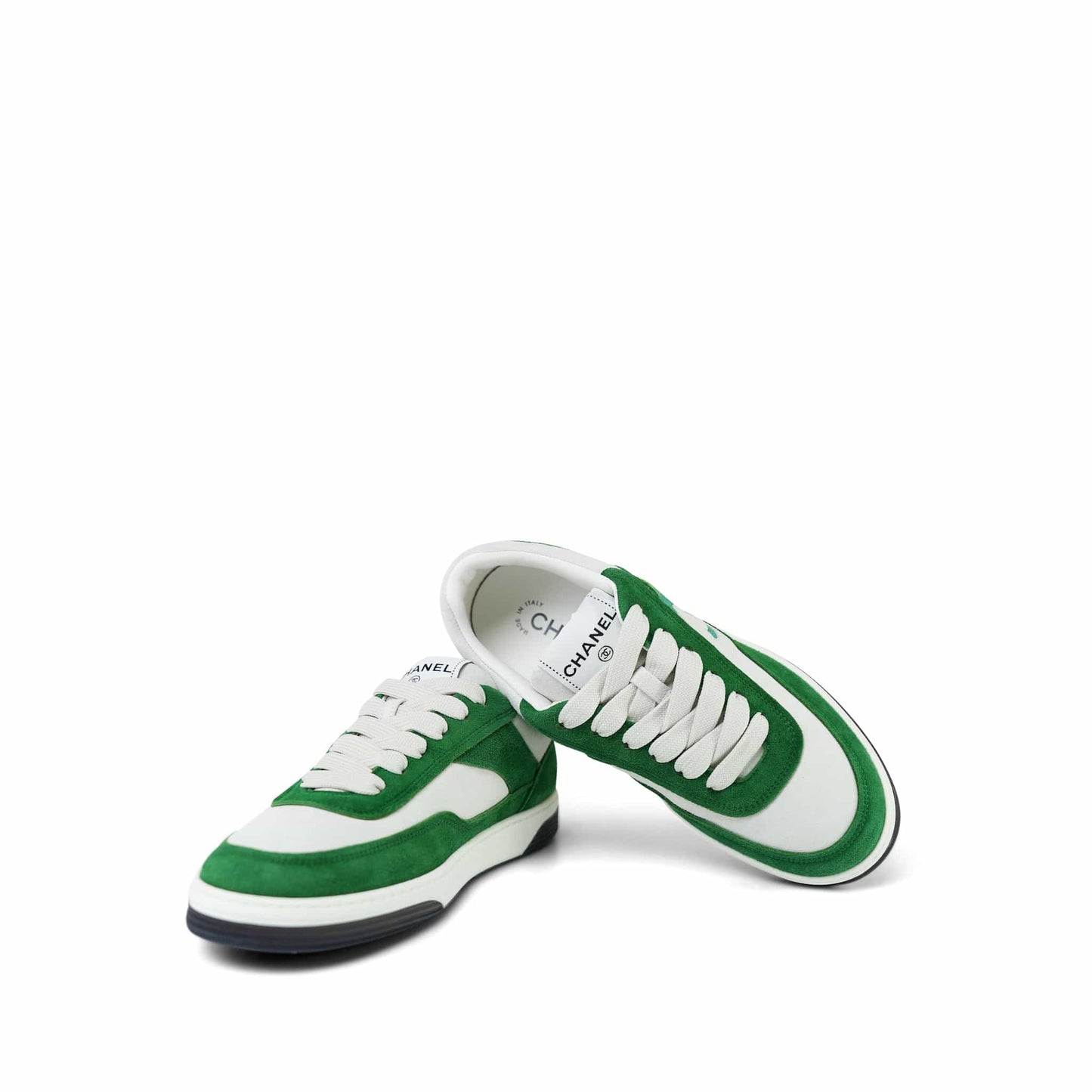 23P Green & White Suede Kidskin Sneakers Size 37.5
