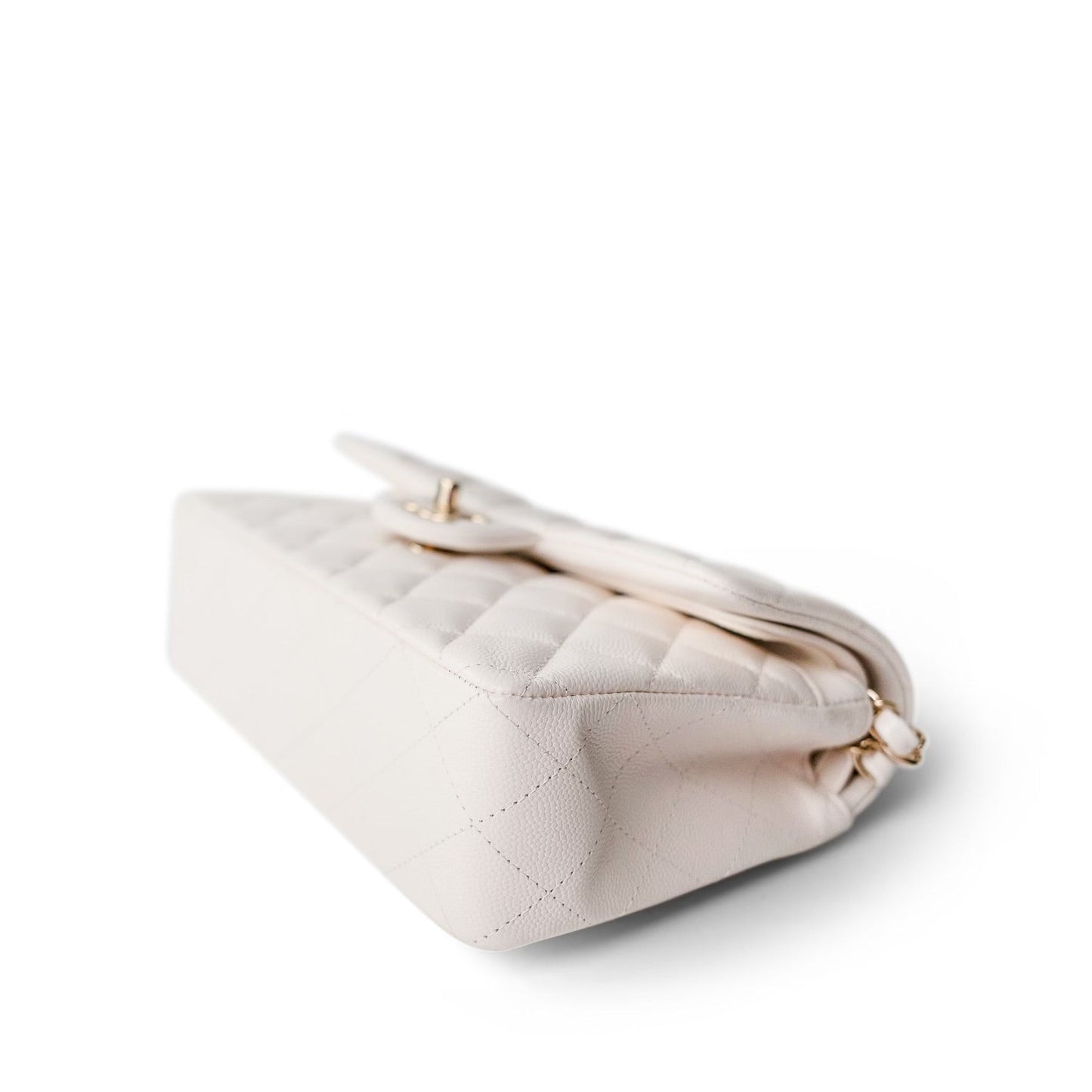 21S White Caviar Quilted Classic Flap Small LGHW