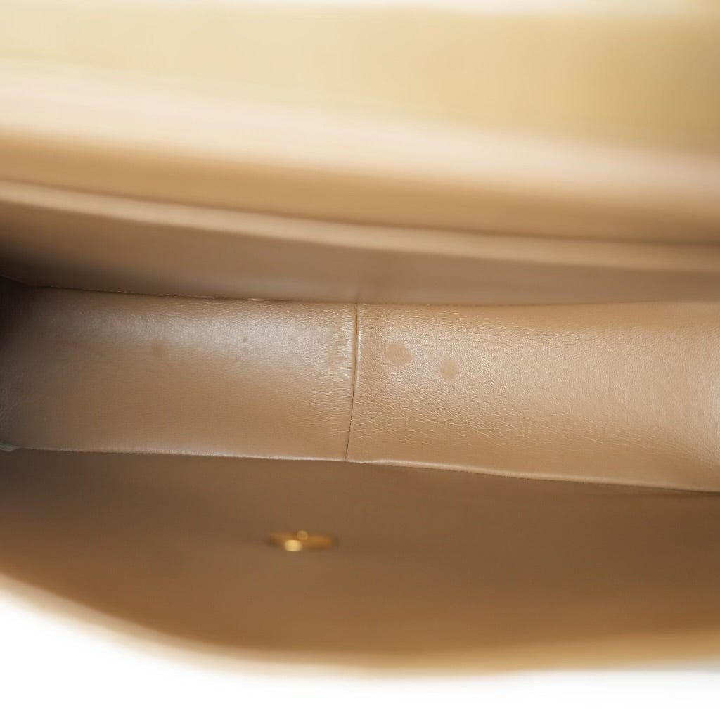 Vintage Dark Beige Lambskin Quilted Classic Single Flap Jumbo GHW