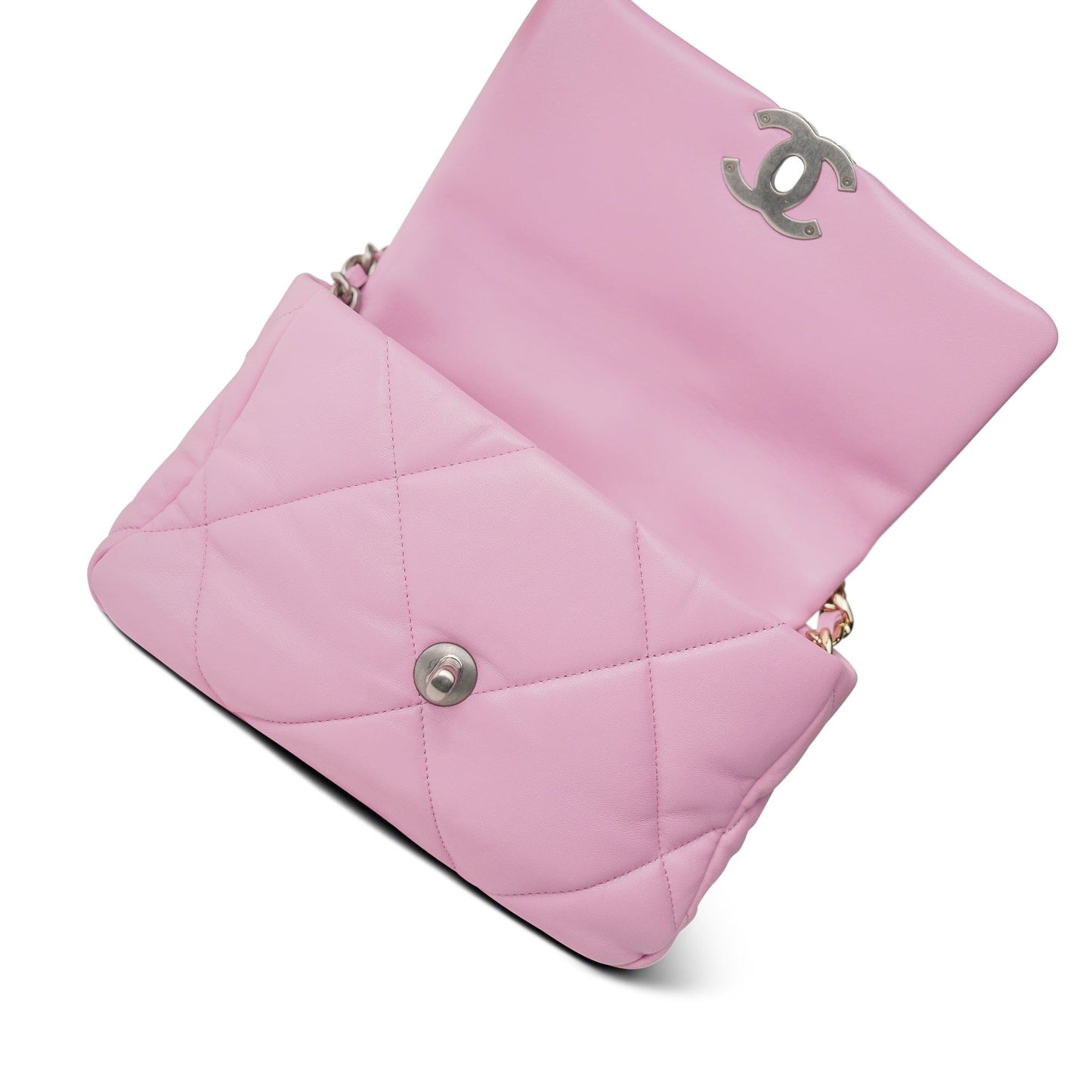 Light Pink Lambskin Quilted 19 Flap Small MHW