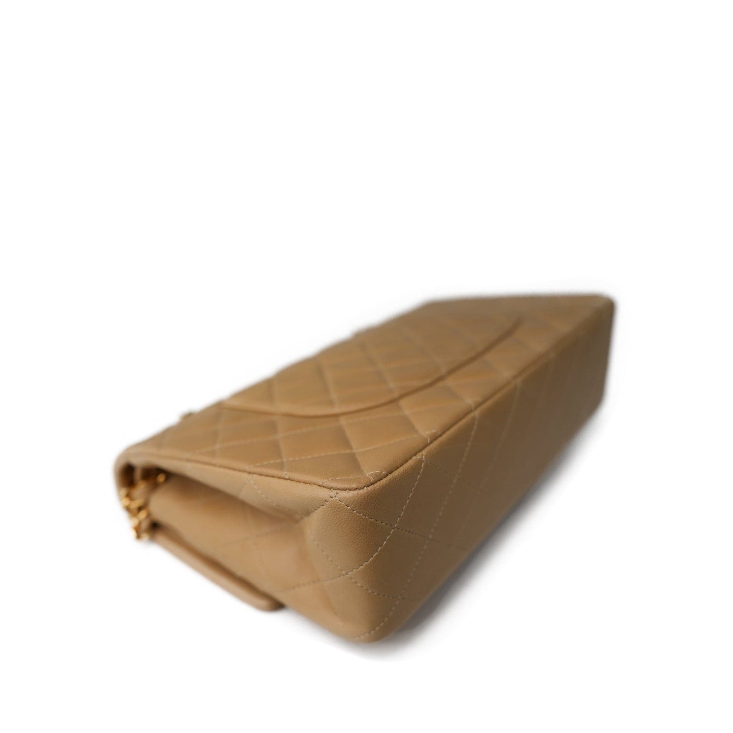 Vintage Beige Lambskin Quilted Classic Flap Medium GHW