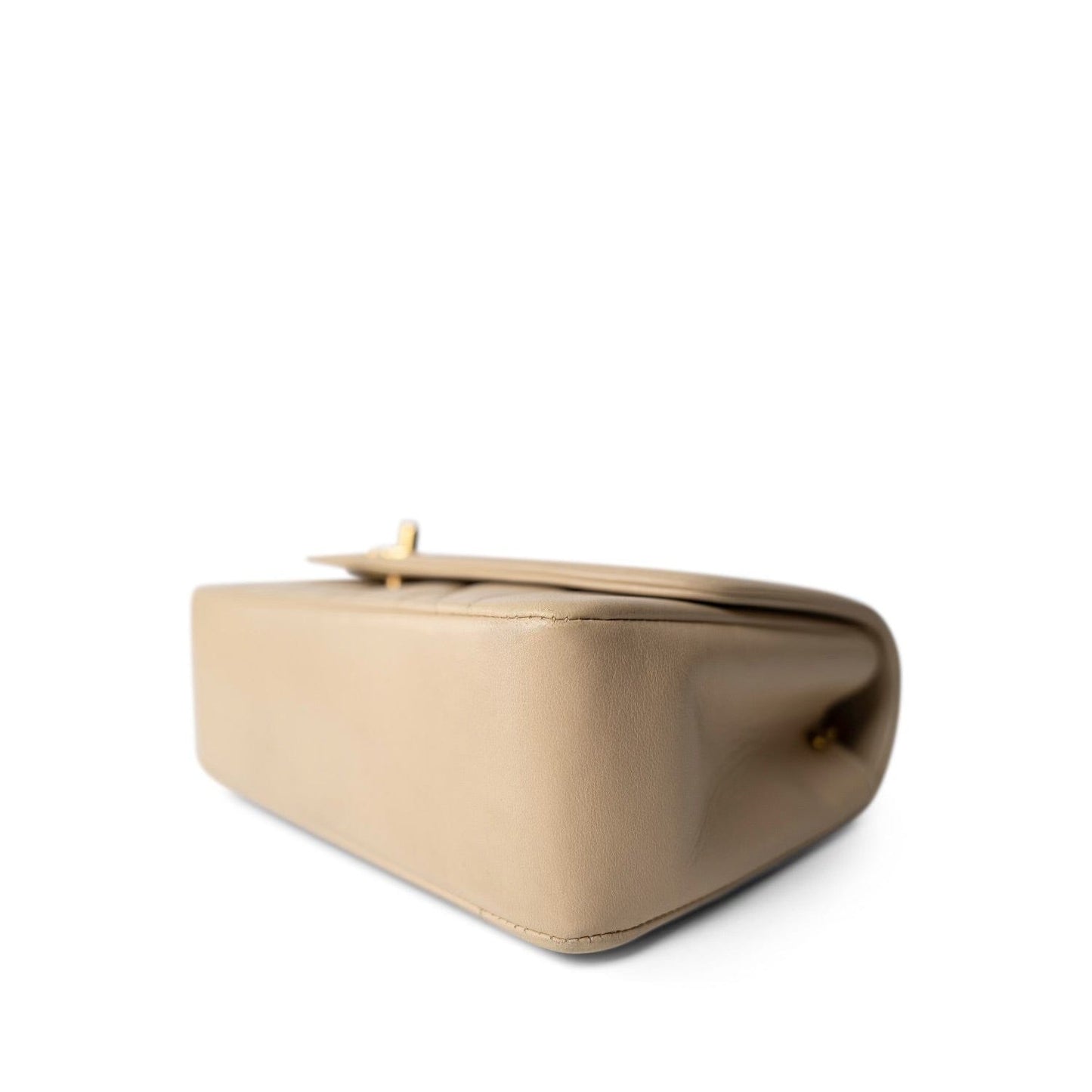 Light Beige Lambskin Quilted Diana Flap Small Gold Hardware