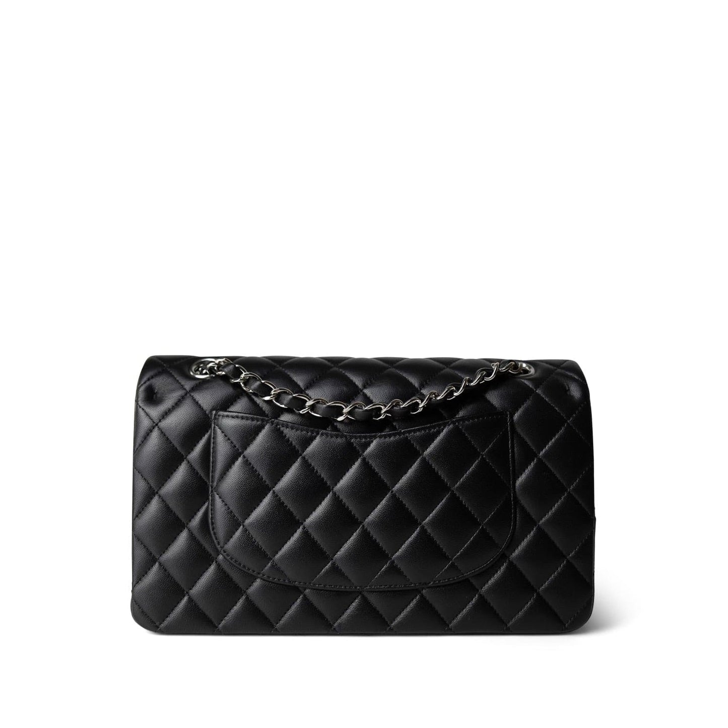 Black Lambskin Quilted Classic Flap Medium Silver Hardware
