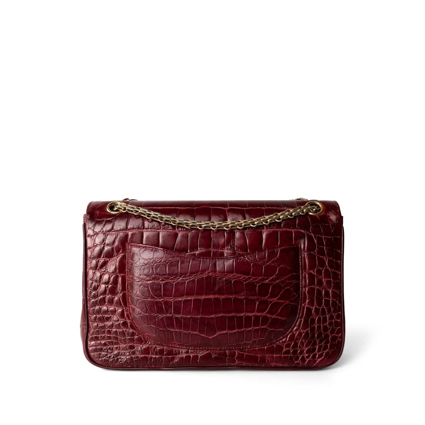 Vintage Red Alligator Double Flap Gold Hardware