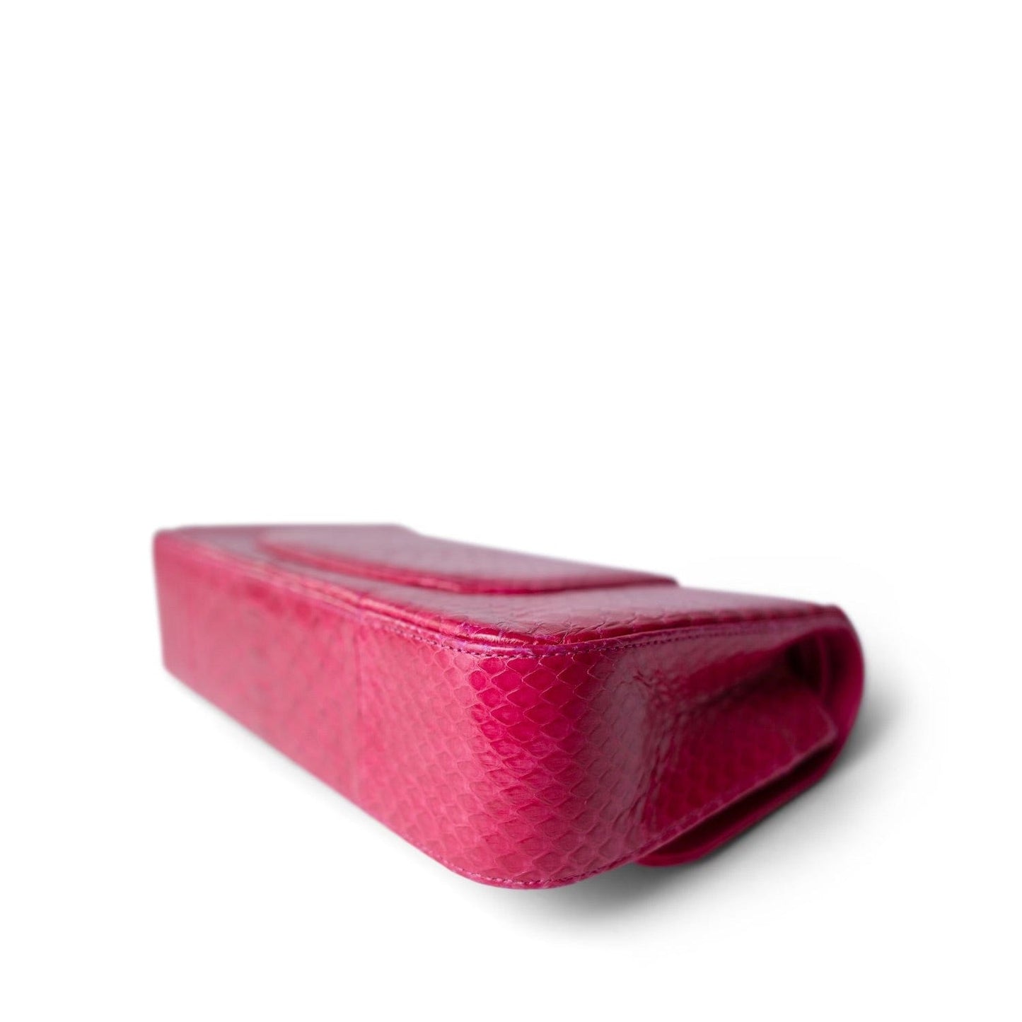 Dark Pink Python Medium Classic Double Flap
