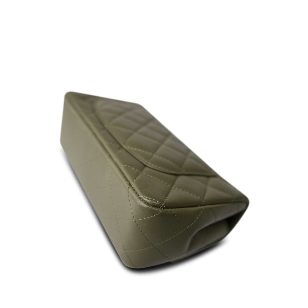 21B Dark Green Lambskin Quilted Mini Rectangular Flap Silver Hardware