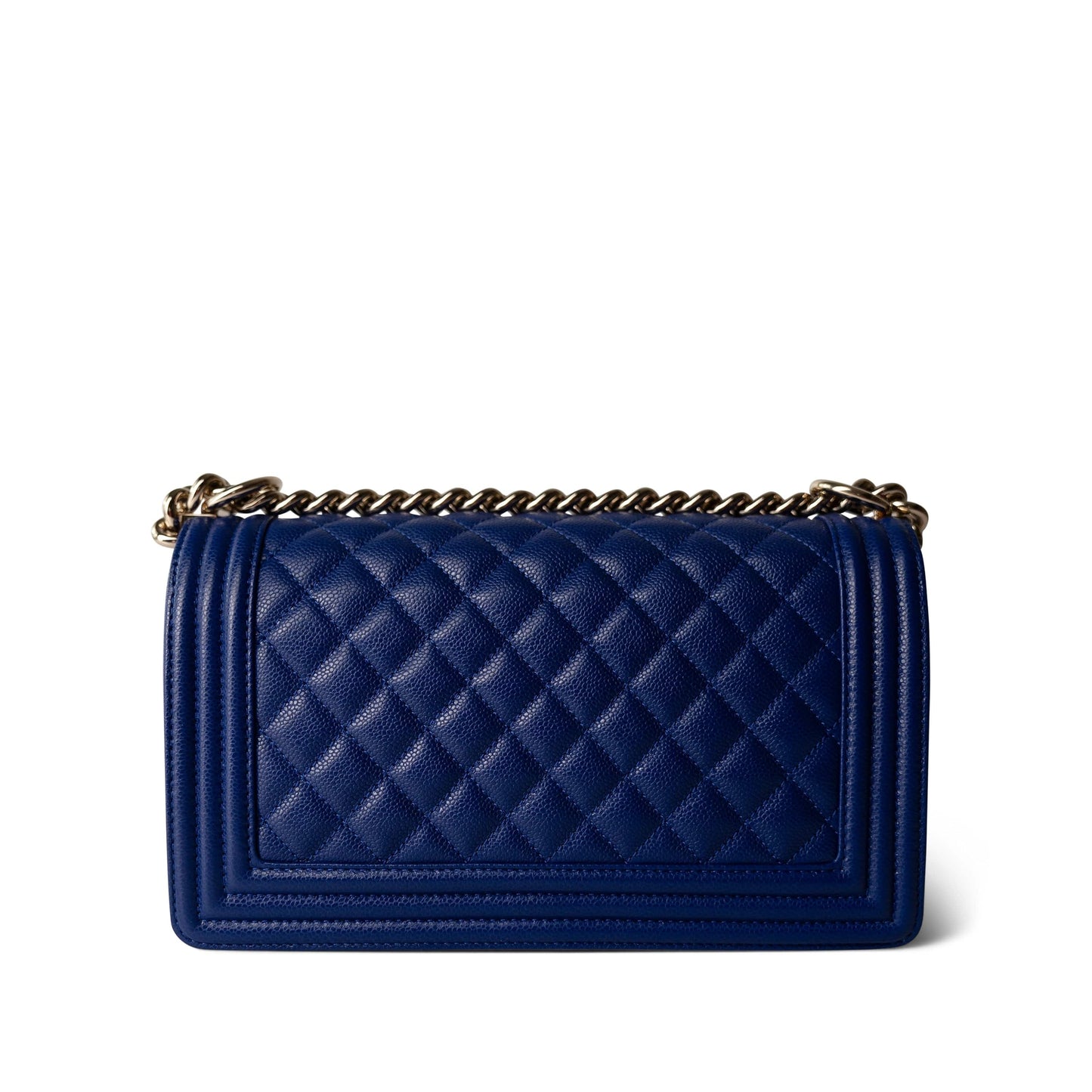 Blue Caviar Quilted Boy Bag Medium Light Gold Hardware