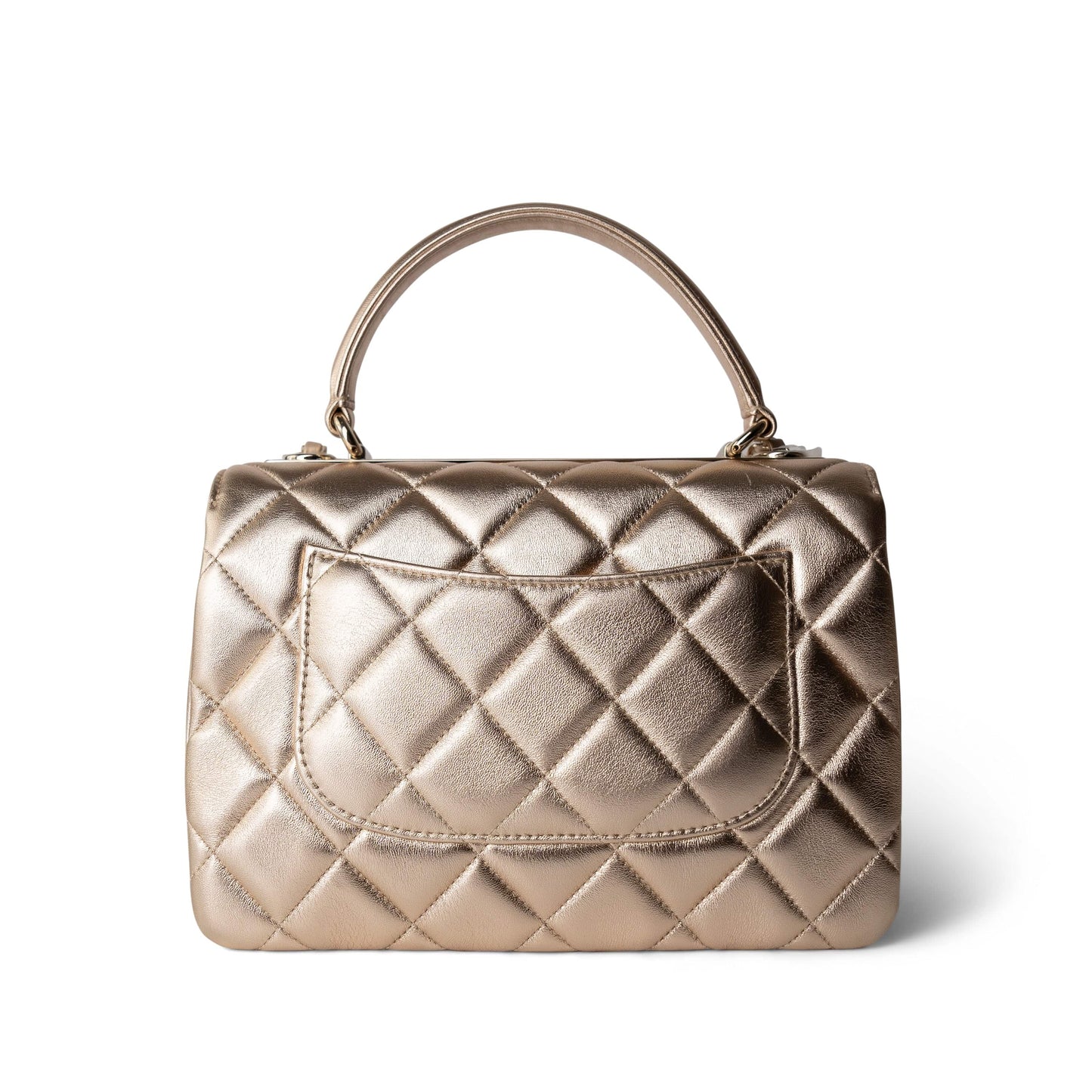 21S Gold Metallic Lambskin Quilted Trendy CC Small Light Gold Hardware