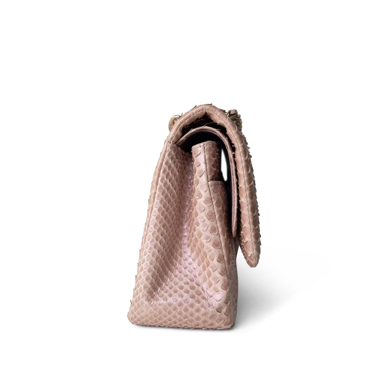 Iridescent Light Pink Python Classic Flap Jumbo LGHW