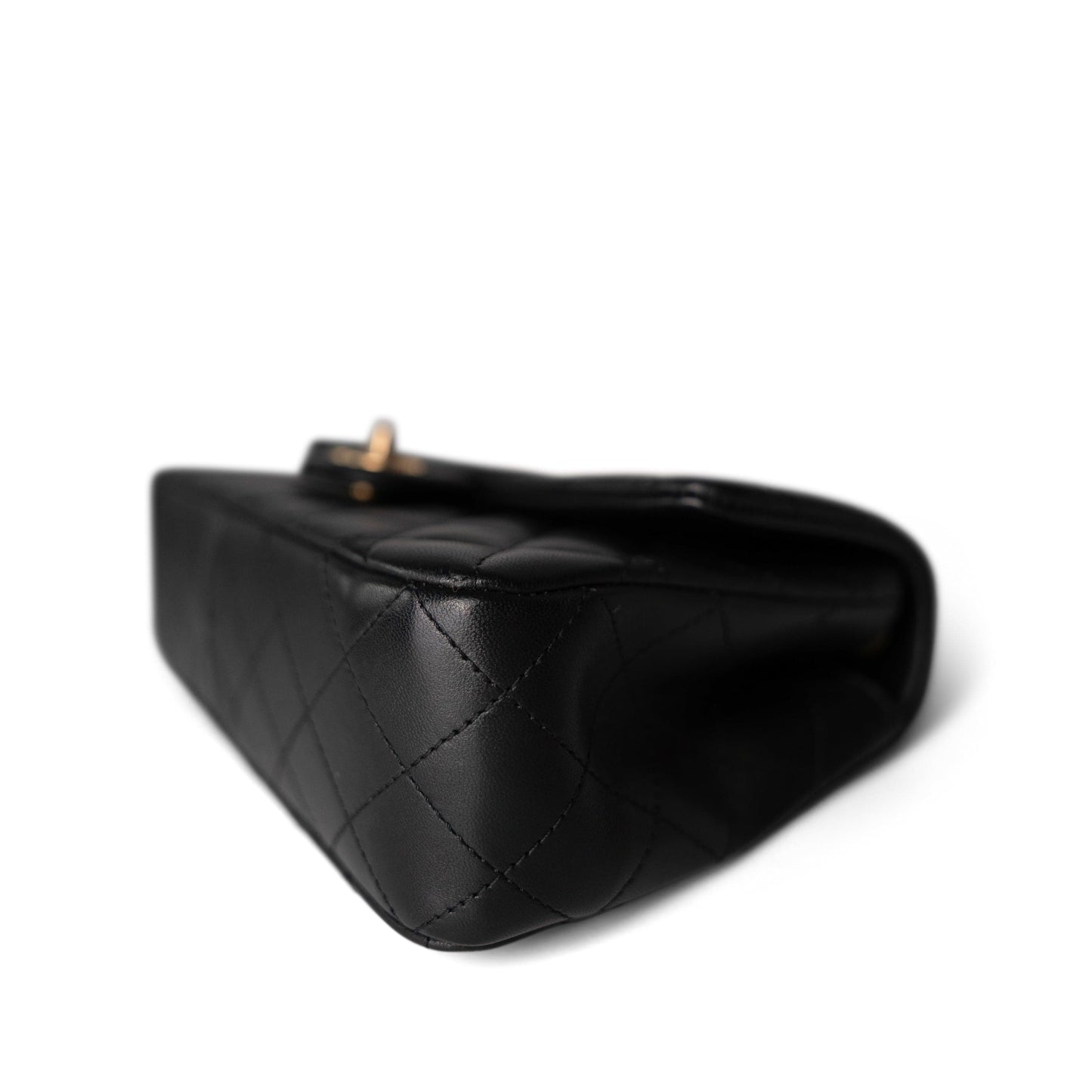 Sweet Camelia Single Flap Black Lambskin Quilted Aged GHW