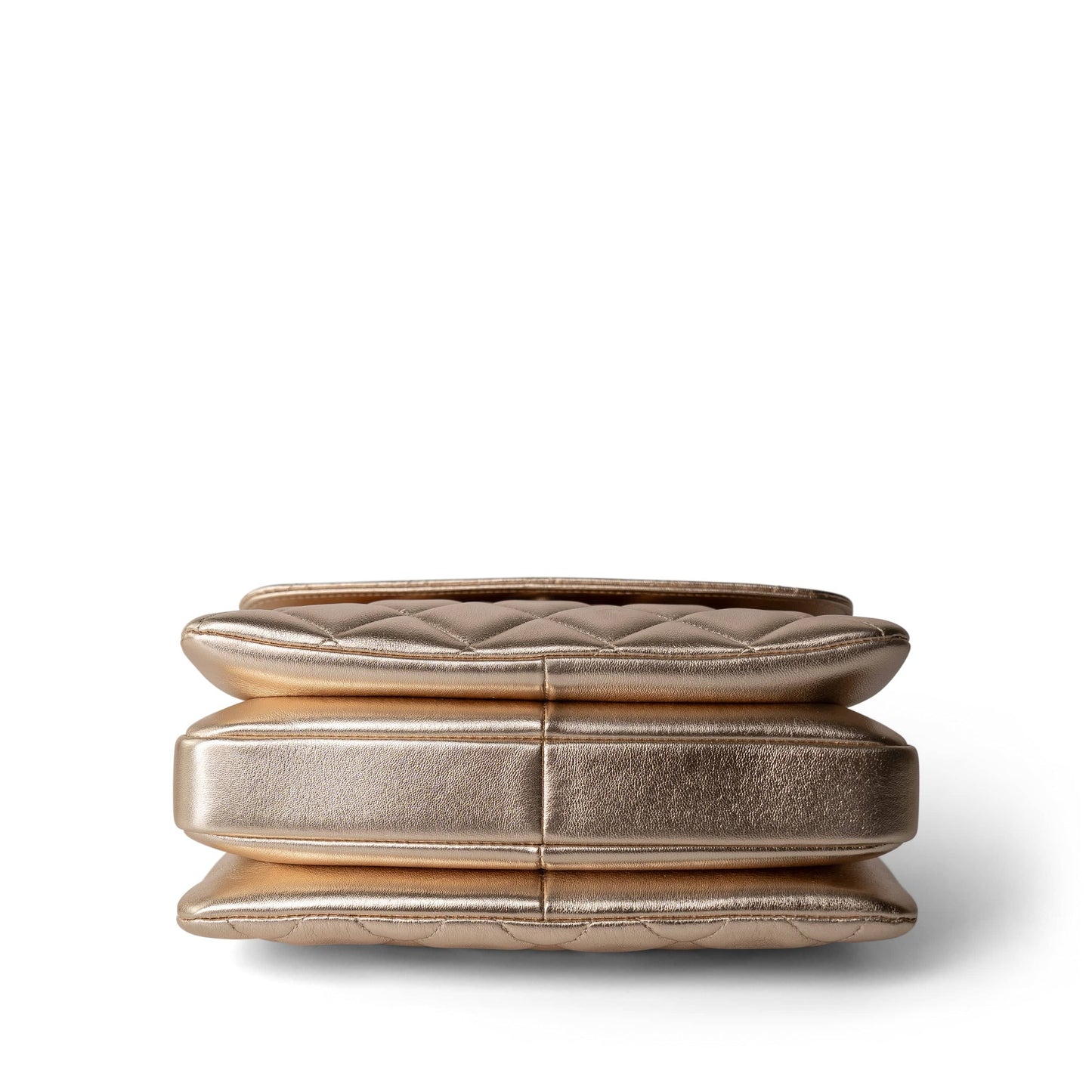 21S Gold Metallic Lambskin Quilted Trendy CC Small Light Gold Hardware