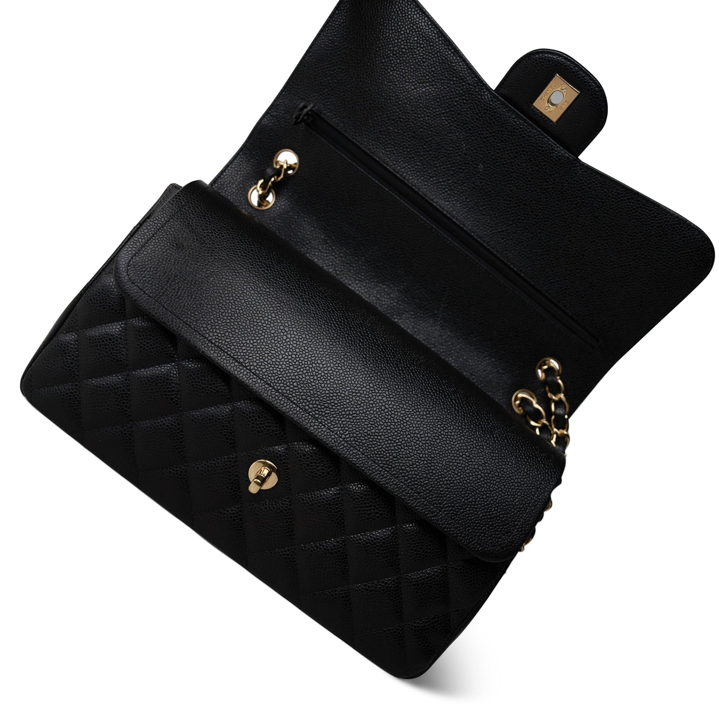 Black Jumbo Caviar Classic Flap GHW