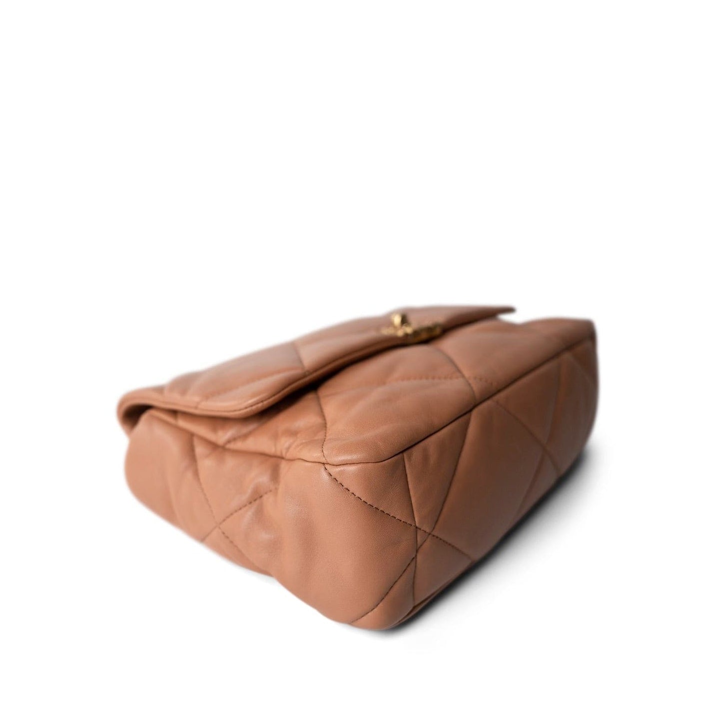 22S Caramel Quilted Large 19 Flap Mixed Hardware