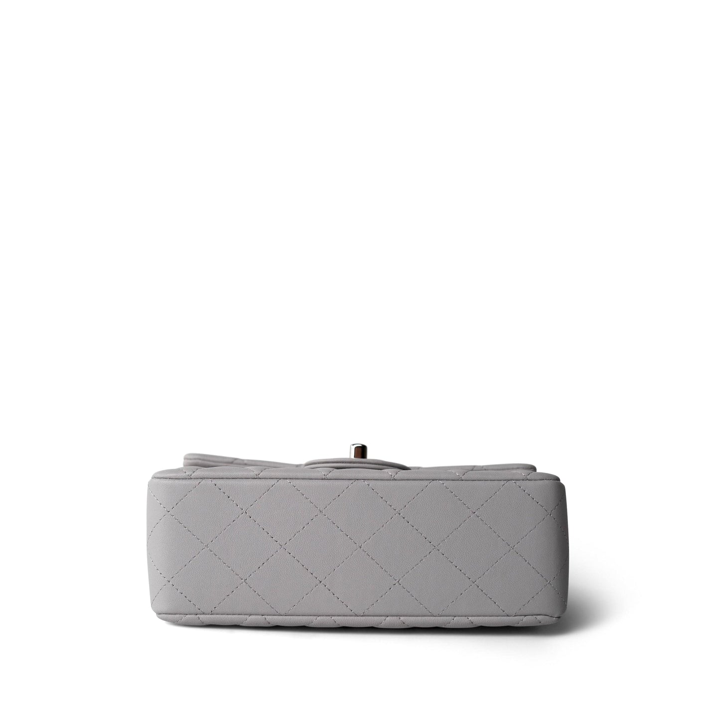 20C Light Grey Lambskin Quilted Mini Rectangular Flap Silver Hardware