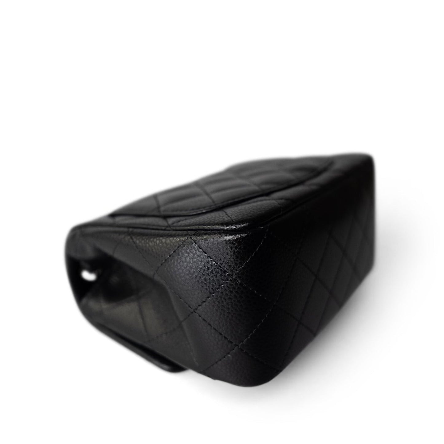 Black Caviar Quilted Mini Square Flap SHW