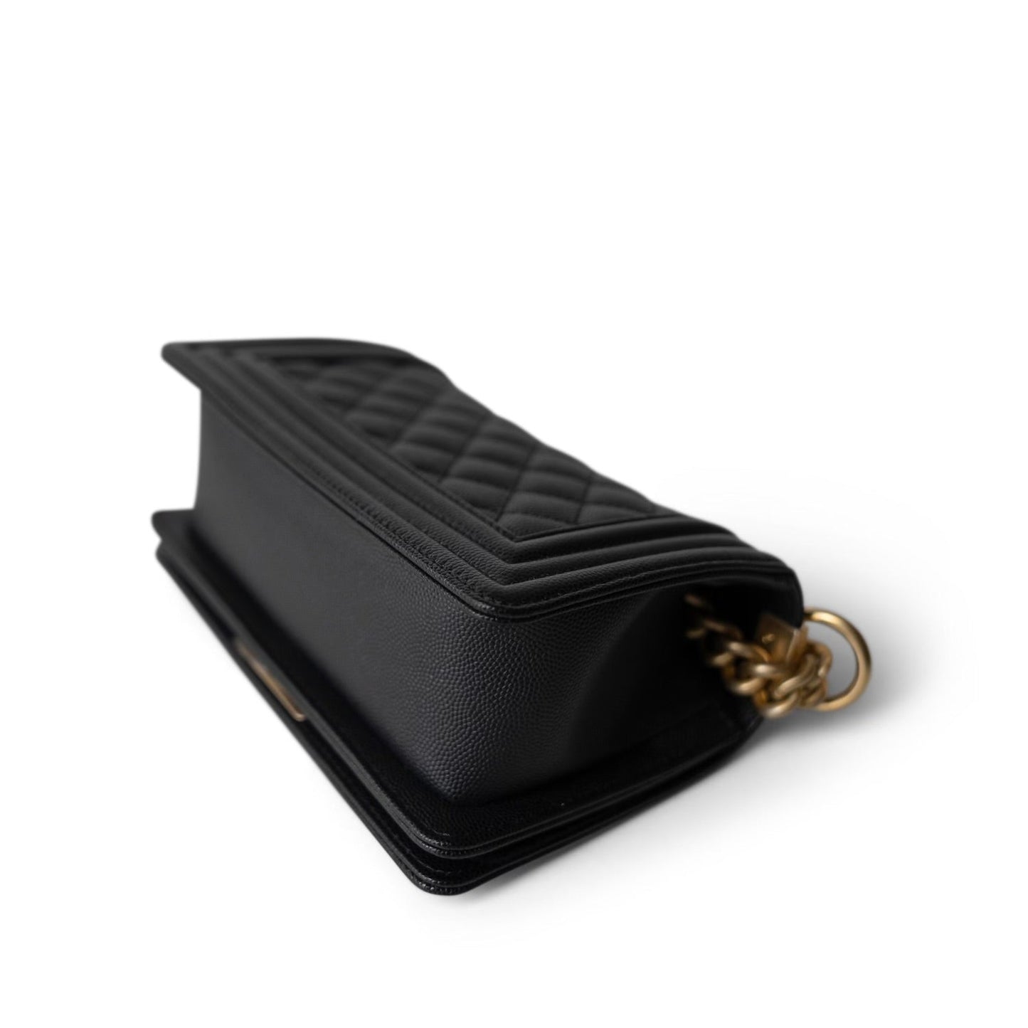 Black Caviar Quilted Small Boy Bag Aged Gold Hardware