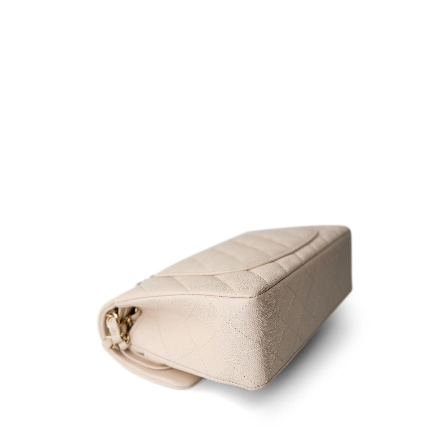 Light Beige/Nude Caviar Quilted Classic Flap Small LGHW