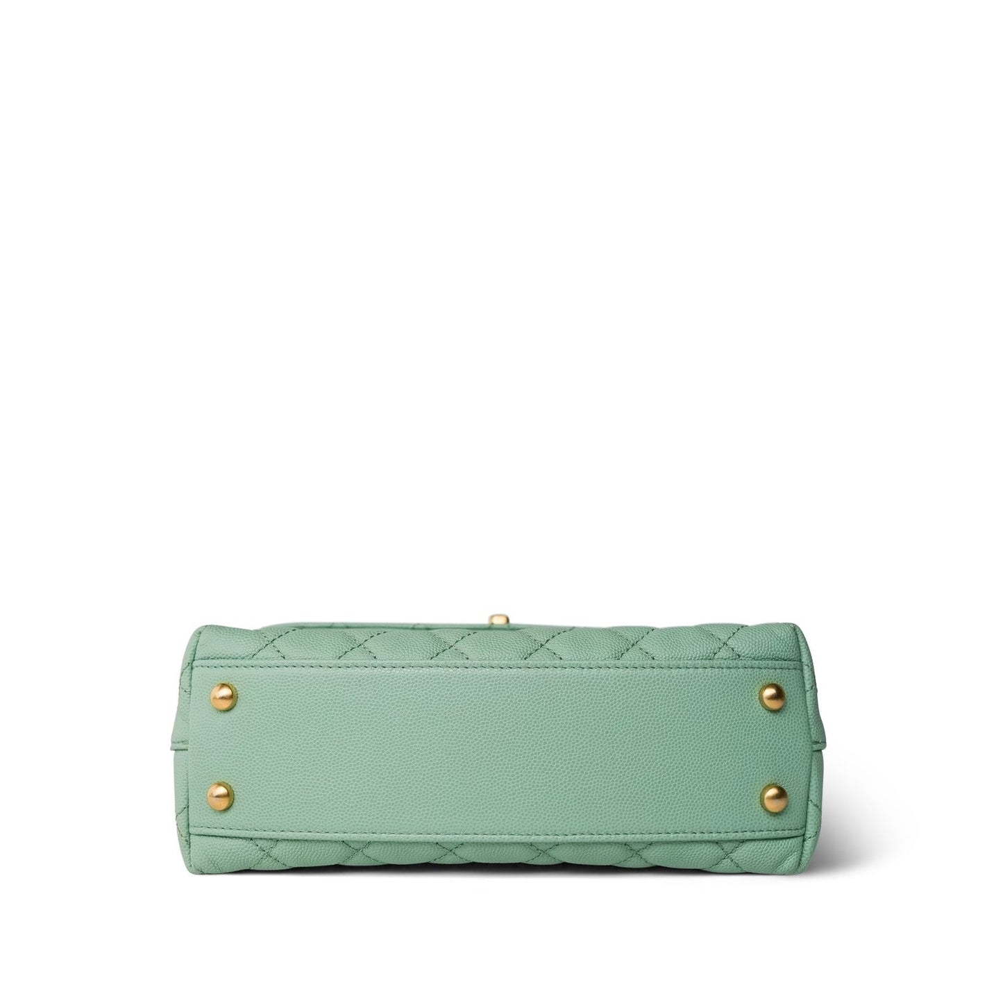 23P Light Green Caviar Quilted Coco Chain Handle Small Aged Gold Hardware