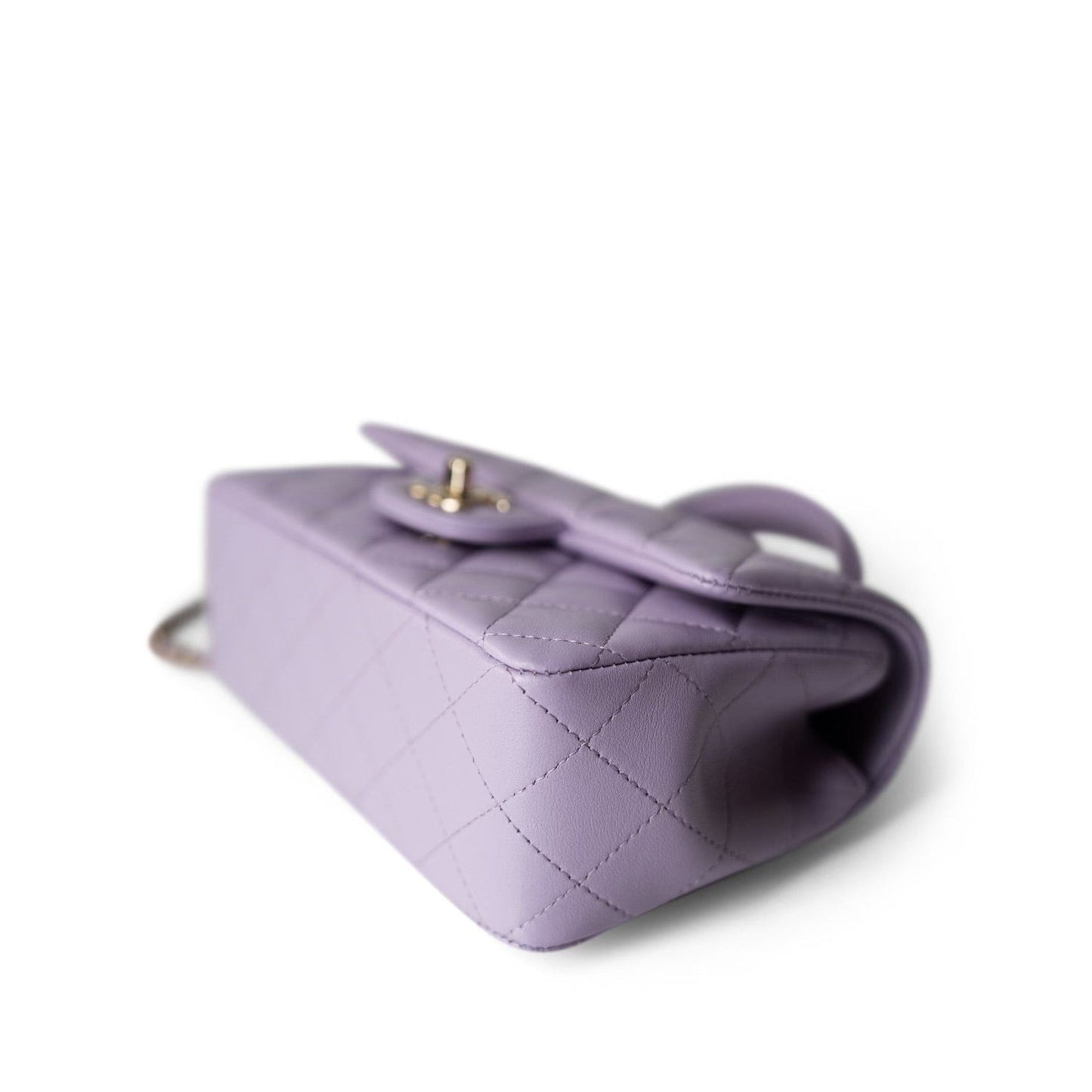 24P Lavender Lambskin Mini Top Handle Light Gold Hardware