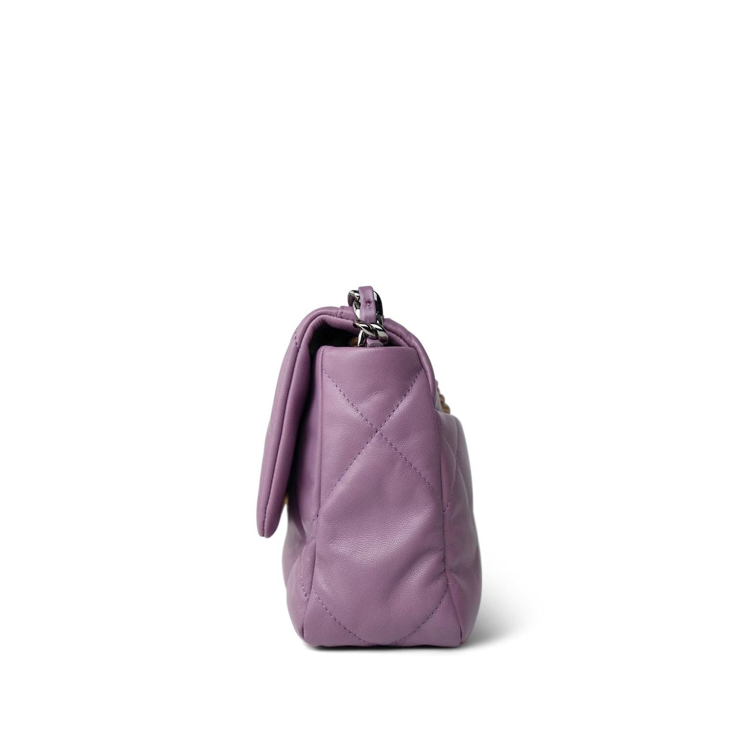 20B Purple Goatskin Quilted 19 Flap Small Mixed Hardware