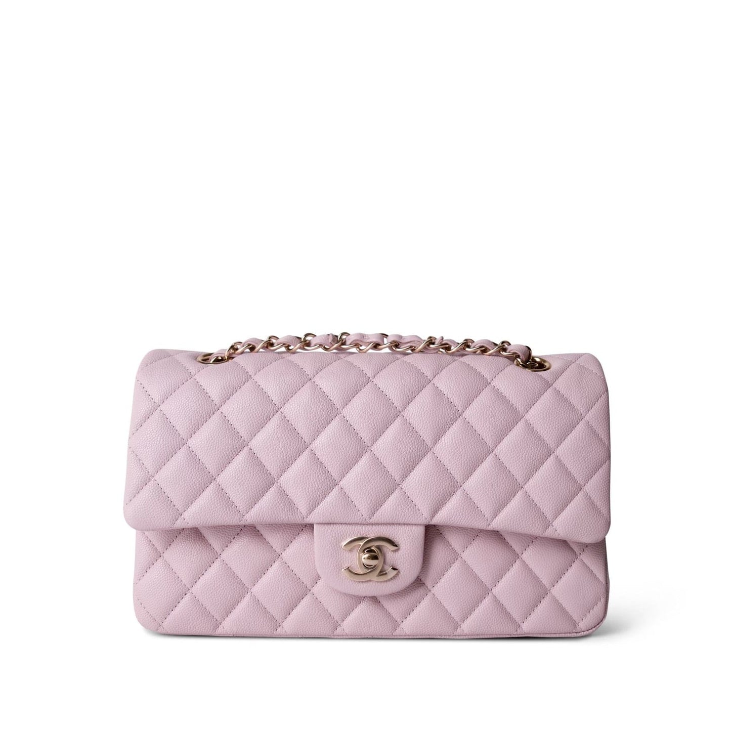 21S Light Pink Caviar Quilted Medium Classic Flap Light Gold Hardware