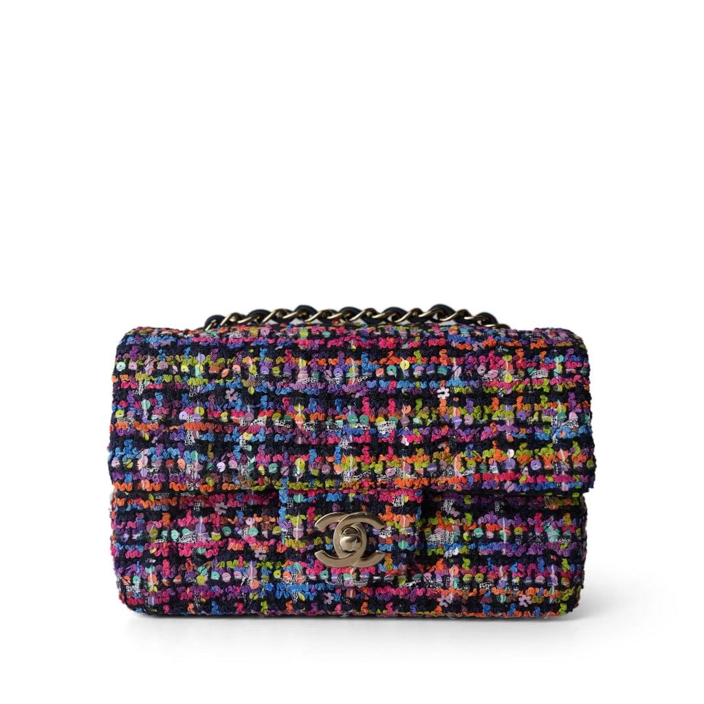 24S Multicolor Sequin Tweed Quilted Rectangular Mini Flap LGHW