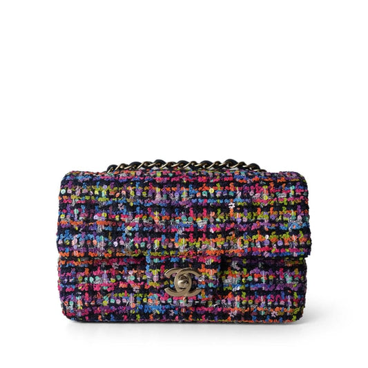 24S Multicolor Sequin Tweed Quilted Rectangular Mini Flap LGHW